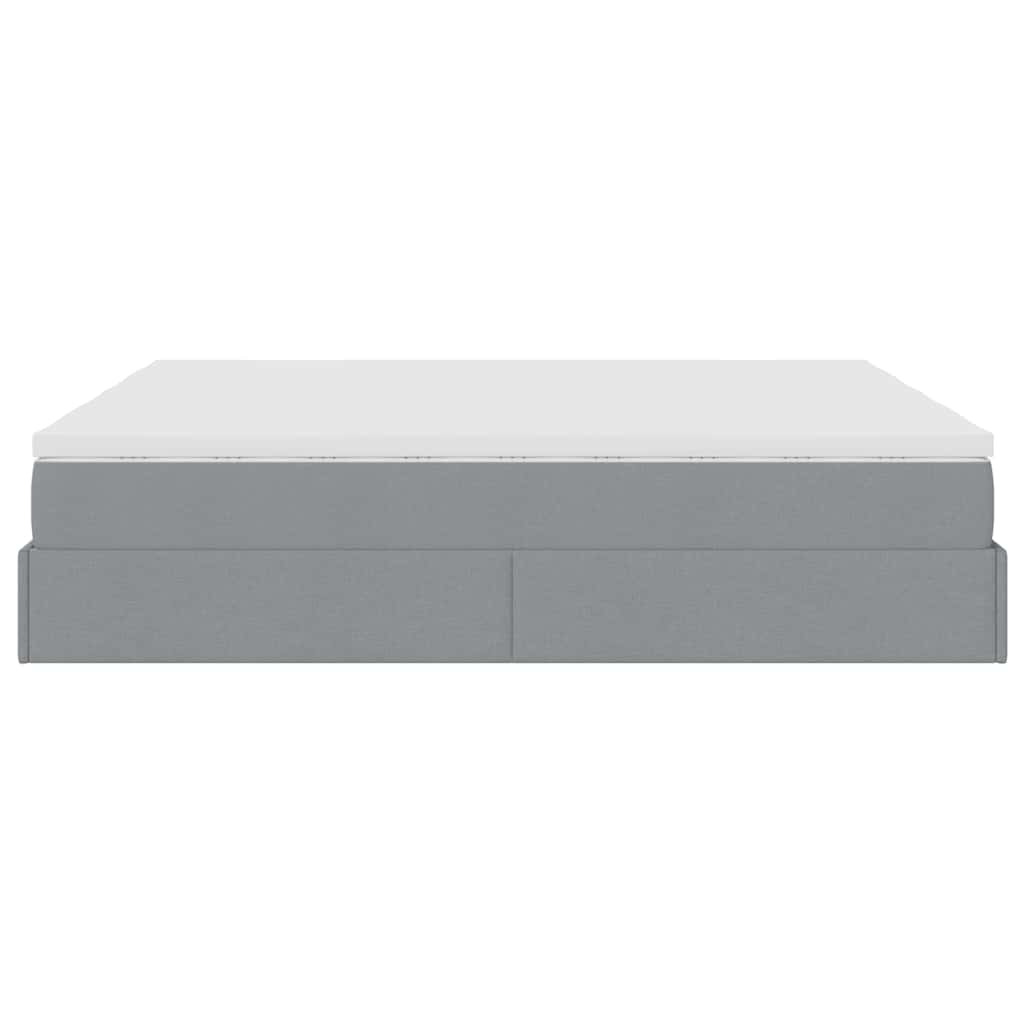 Ottoman bed met matrassen 200x200cm stof lichtgrijs