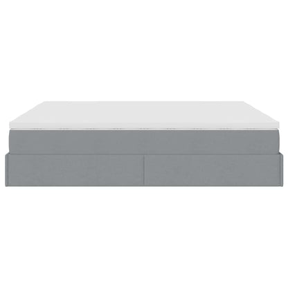 Ottoman bed met matrassen 200x200cm stof lichtgrijs