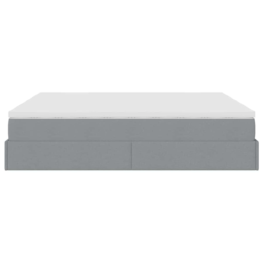 Ottoman bed met matrassen 200x200cm stof lichtgrijs