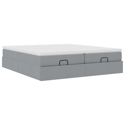 Ottoman bed met matrassen 200x200cm stof lichtgrijs
