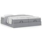 Ottoman bed with mattresses 200x200cm light grey fabric