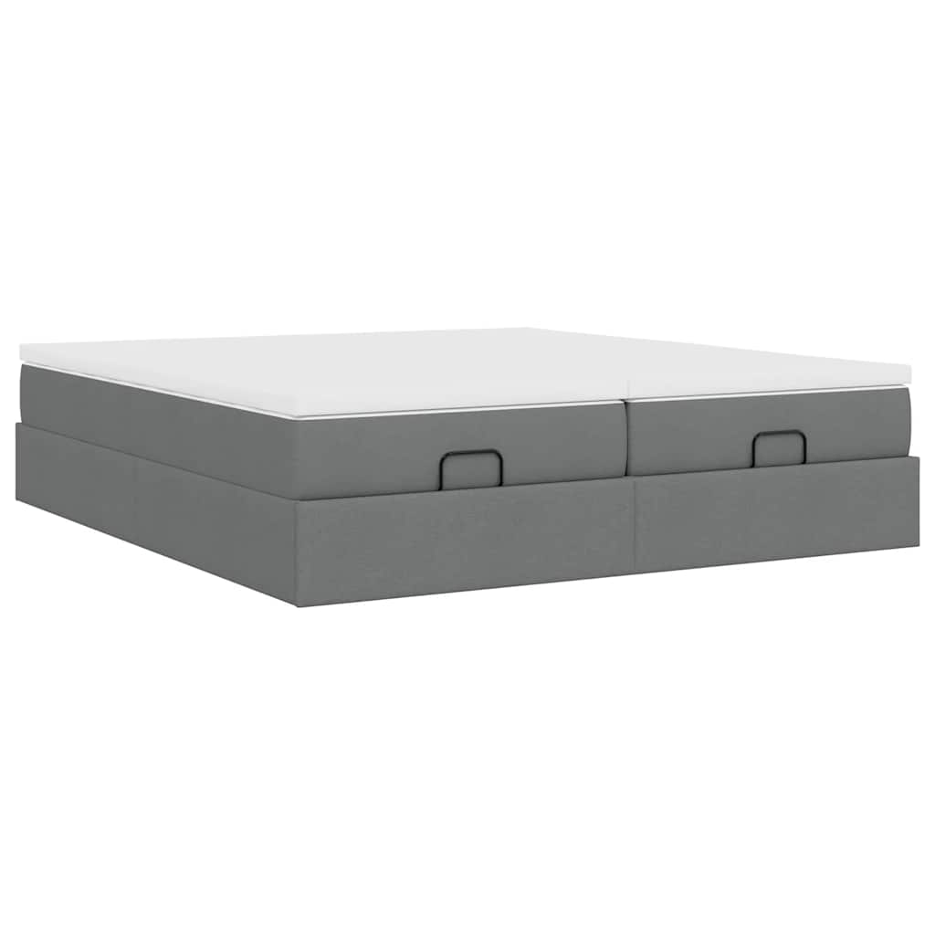 Ottoman bed met matrassen 200x200cm stof donkergrijs