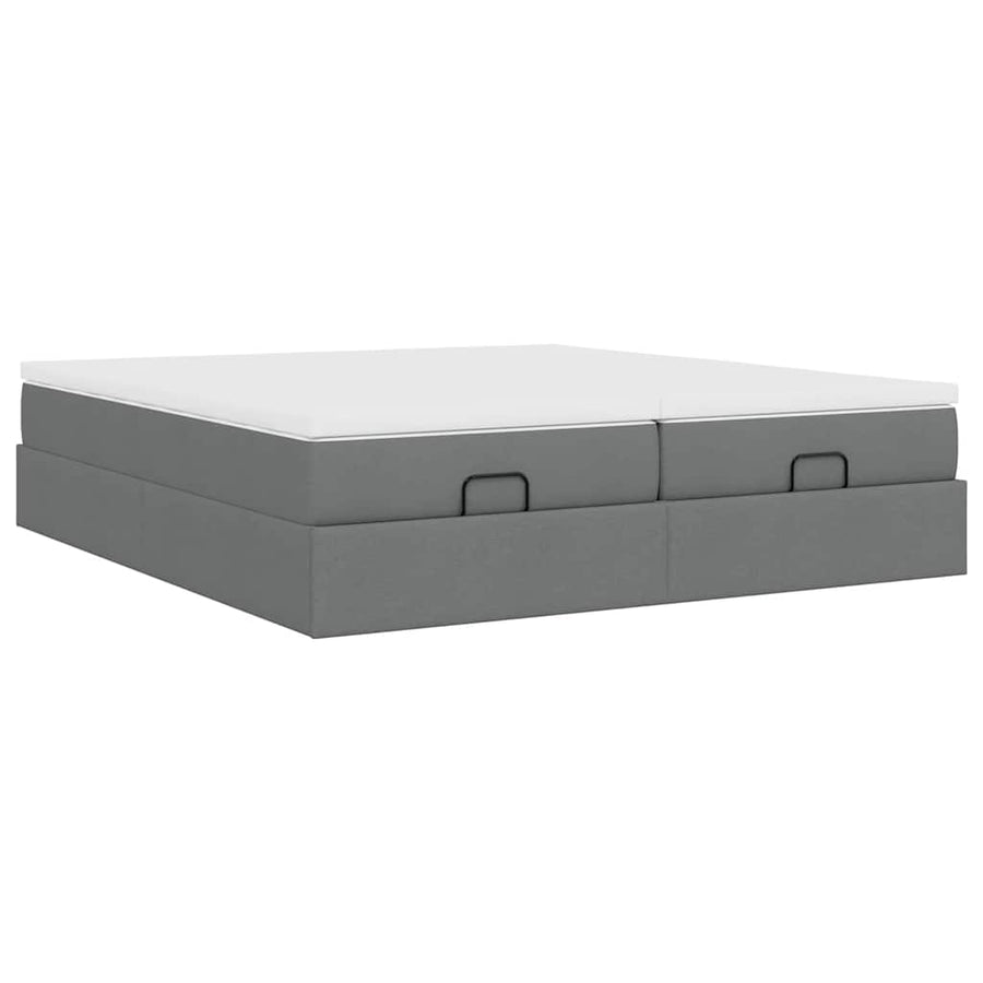 Ottoman bed met matrassen 200x200cm stof donkergrijs