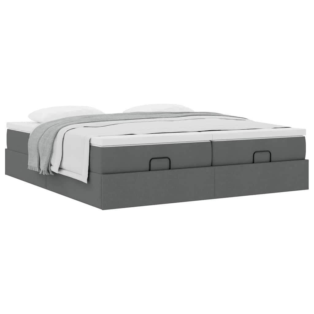 Ottoman bed met matrassen 200x200cm stof donkergrijs