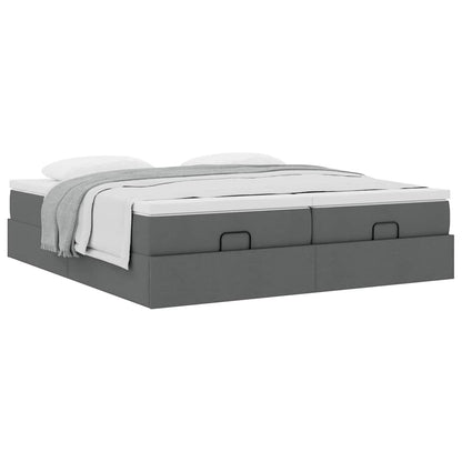 Ottoman bed met matrassen 200x200cm stof donkergrijs