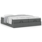 Ottoman bed with mattresses 200x200cm fabric dark grey
