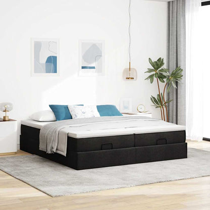 Ottoman bed met matrassen 200x200cm stof zwart