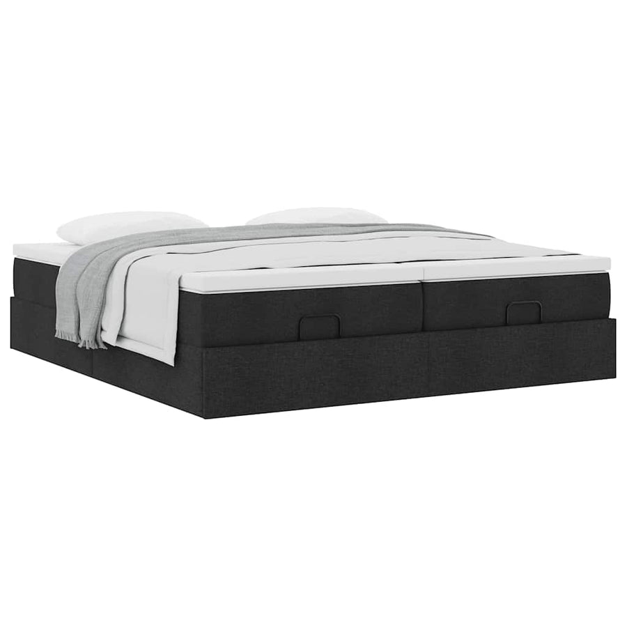 Ottoman bed met matrassen 200x200cm stof zwart