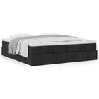 Ottoman bed with mattresses 200x200cm fabric black