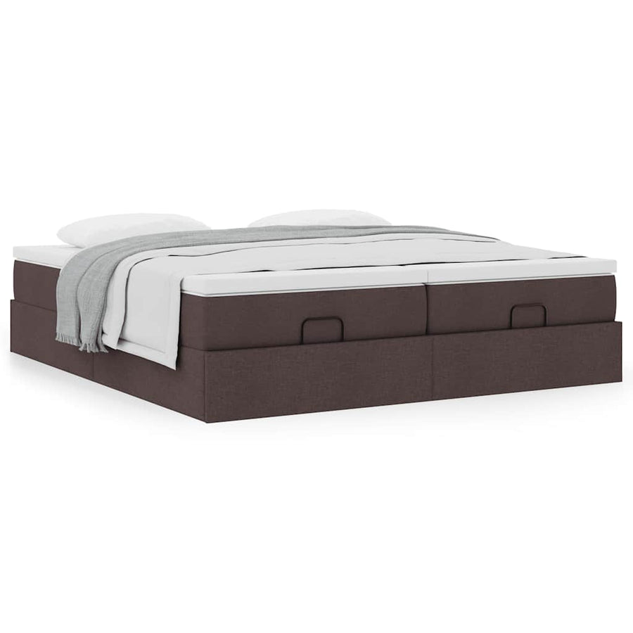Ottoman bed met matrassen 200x200cm stof donkerbruin