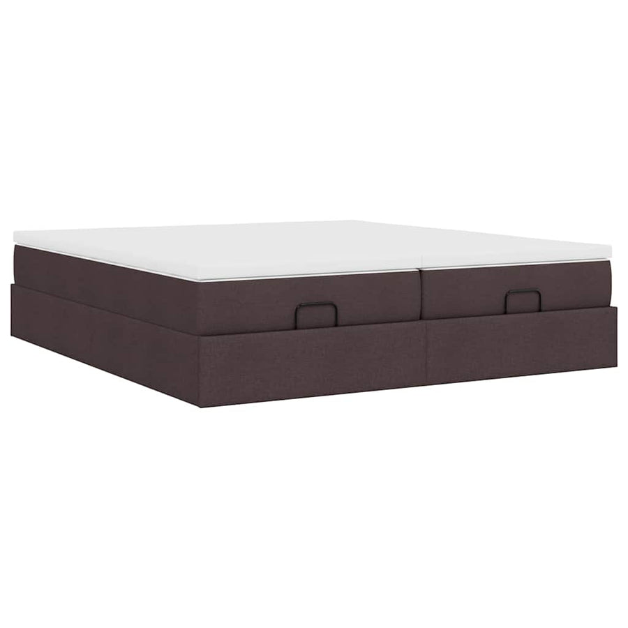 Ottoman bed met matrassen 200x200cm stof donkerbruin