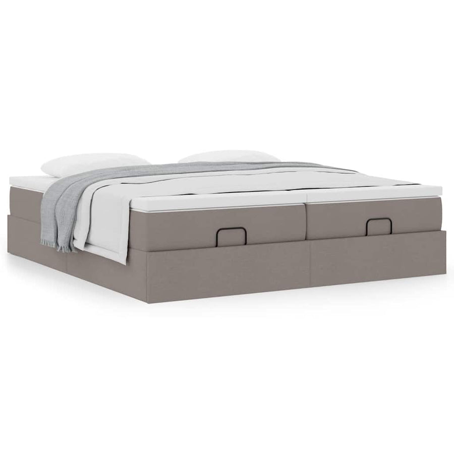 Ottoman bed met matrassen 200x200cm stof taupe