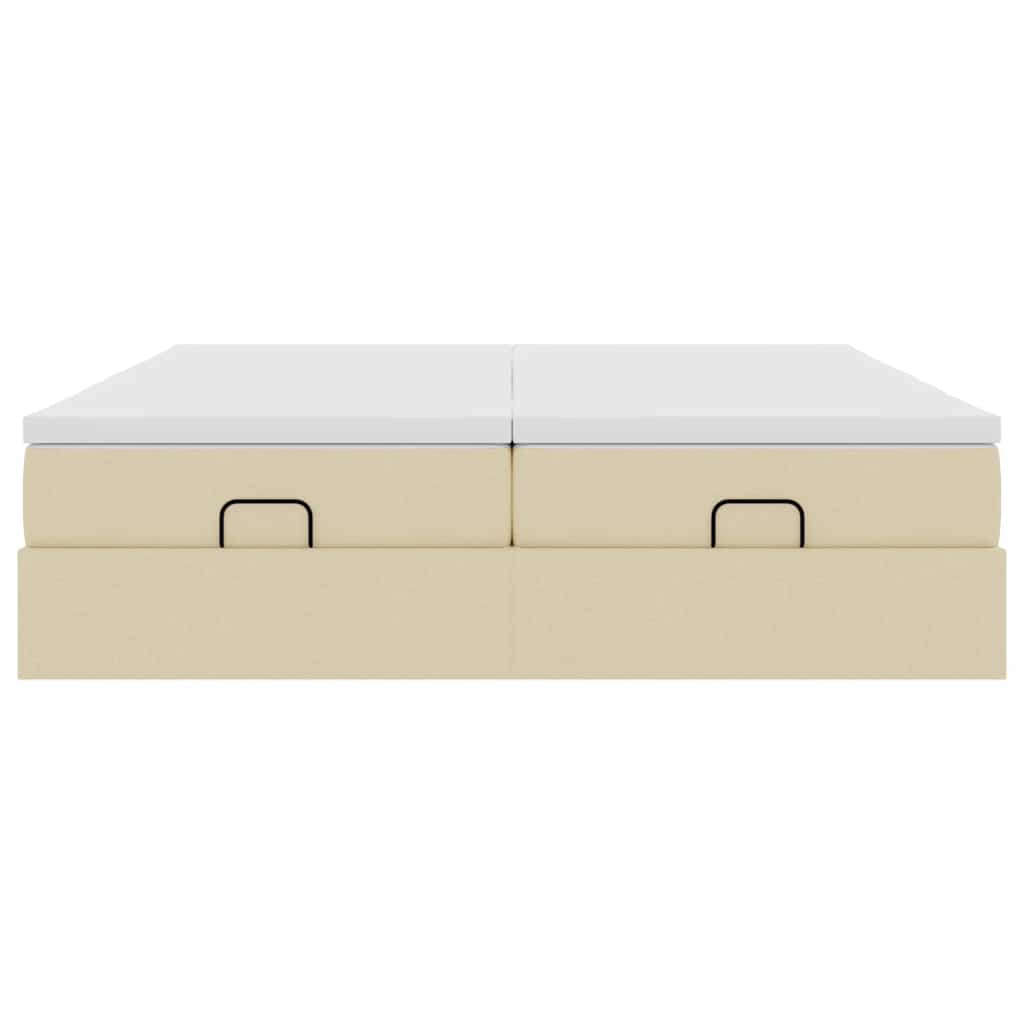 Ottoman bed met matrassen 200x200cm stof crèmekleurig