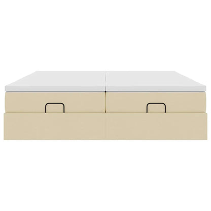 Ottoman bed met matrassen 200x200cm stof crèmekleurig