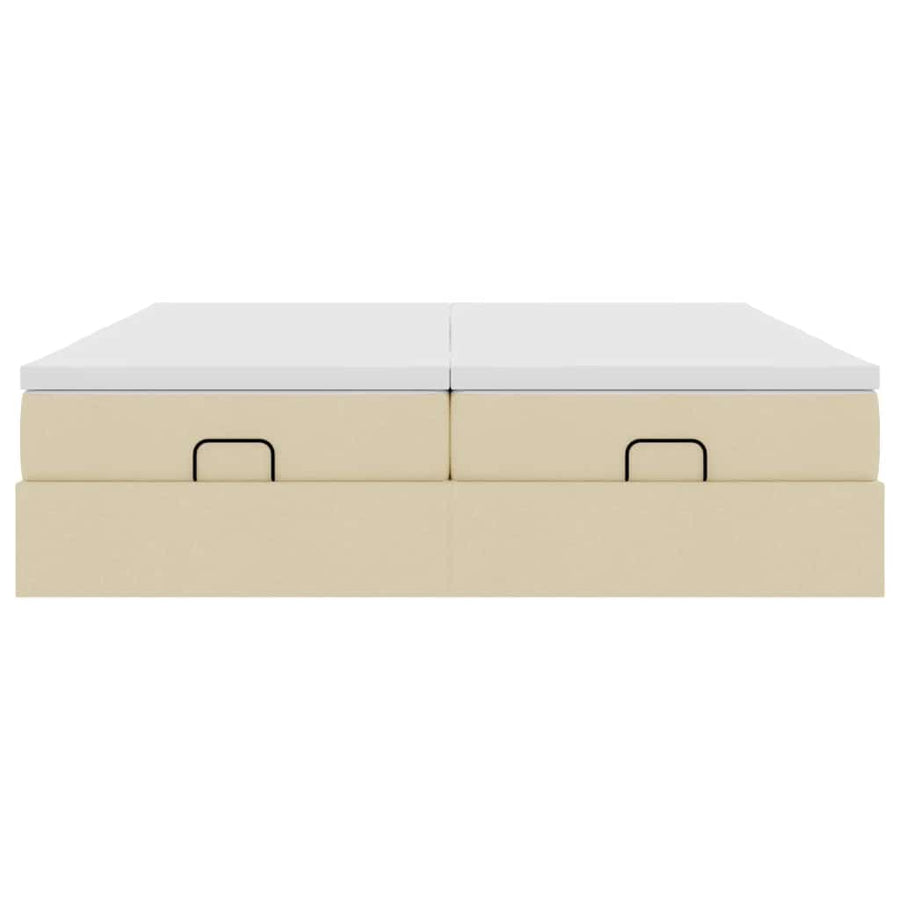 Ottoman bed met matrassen 200x200cm stof crèmekleurig