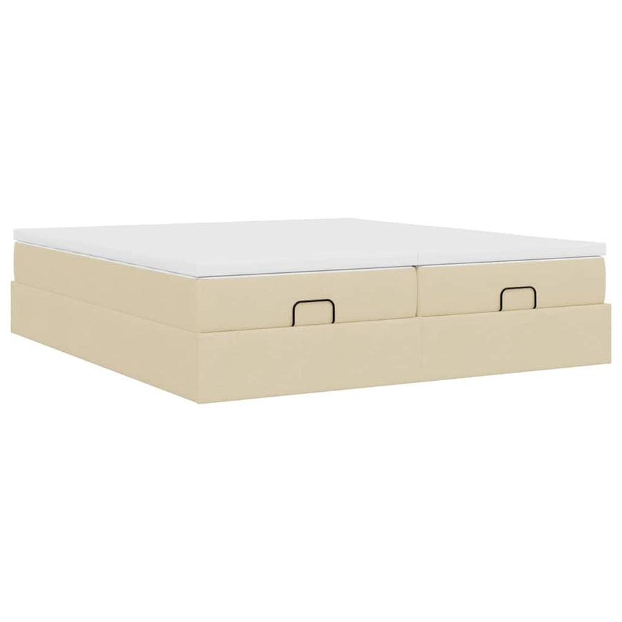 Ottoman bed met matrassen 200x200cm stof crèmekleurig