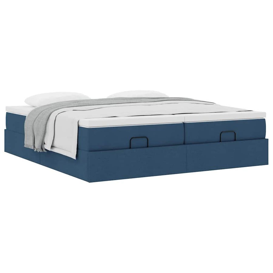 Ottoman bed met matrassen 200x200cm stof blauw