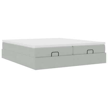 Ottoman bed met matrassen 160x200cm fluweel lichtgrijs