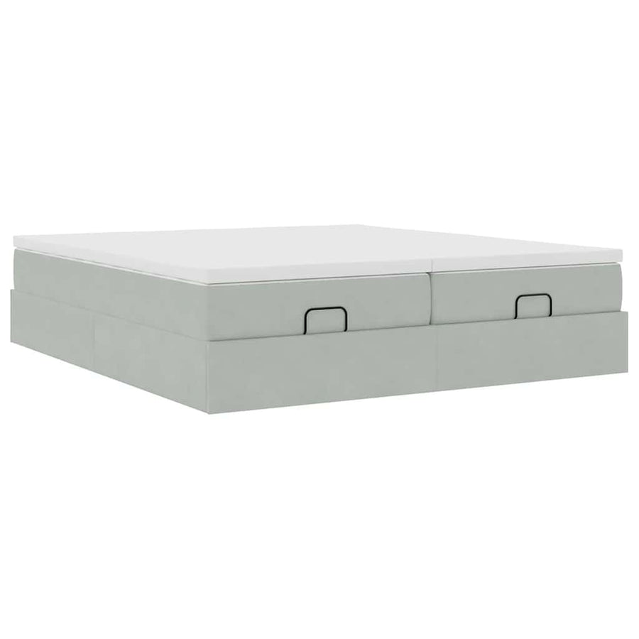 Ottoman bed met matrassen 160x200cm fluweel lichtgrijs