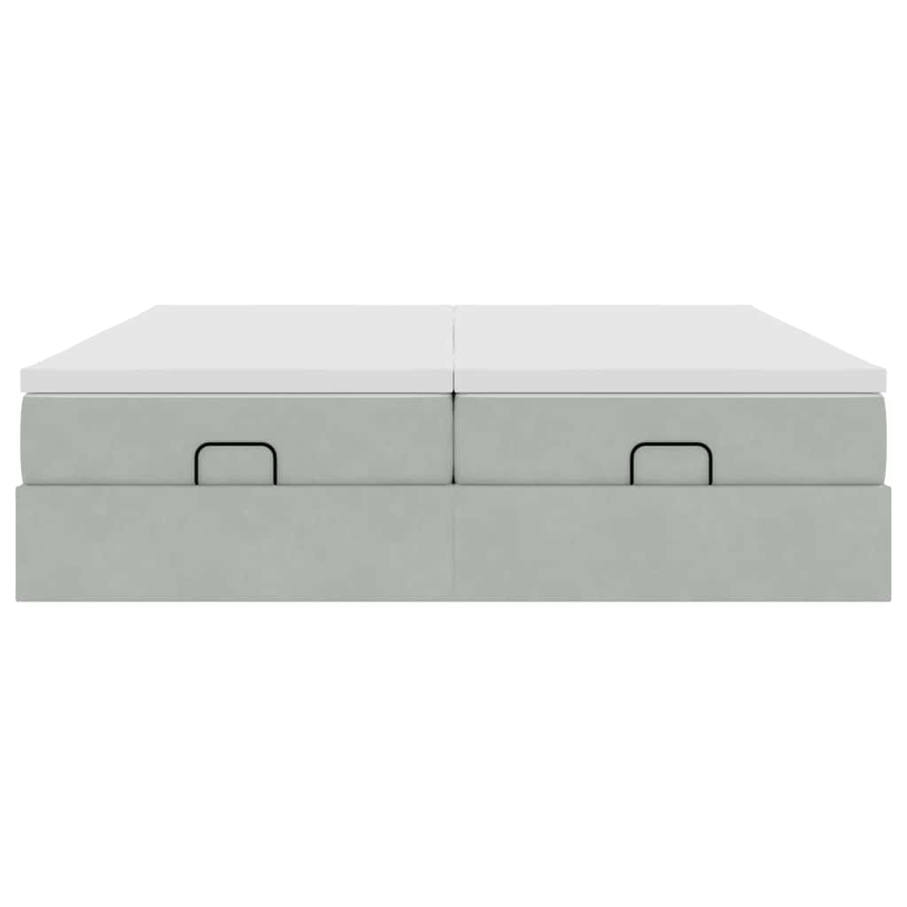 Ottoman bed met matrassen 160x200cm fluweel lichtgrijs
