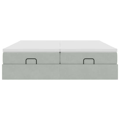 Ottoman bed met matrassen 160x200cm fluweel lichtgrijs