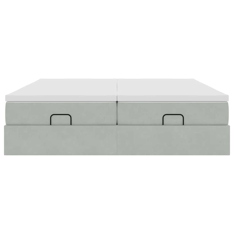 Ottoman bed met matrassen 160x200cm fluweel lichtgrijs