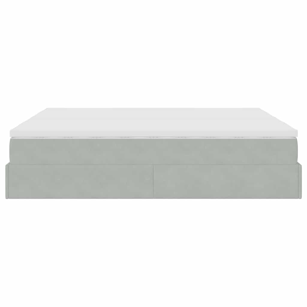 Ottoman bed met matrassen 160x200cm fluweel lichtgrijs