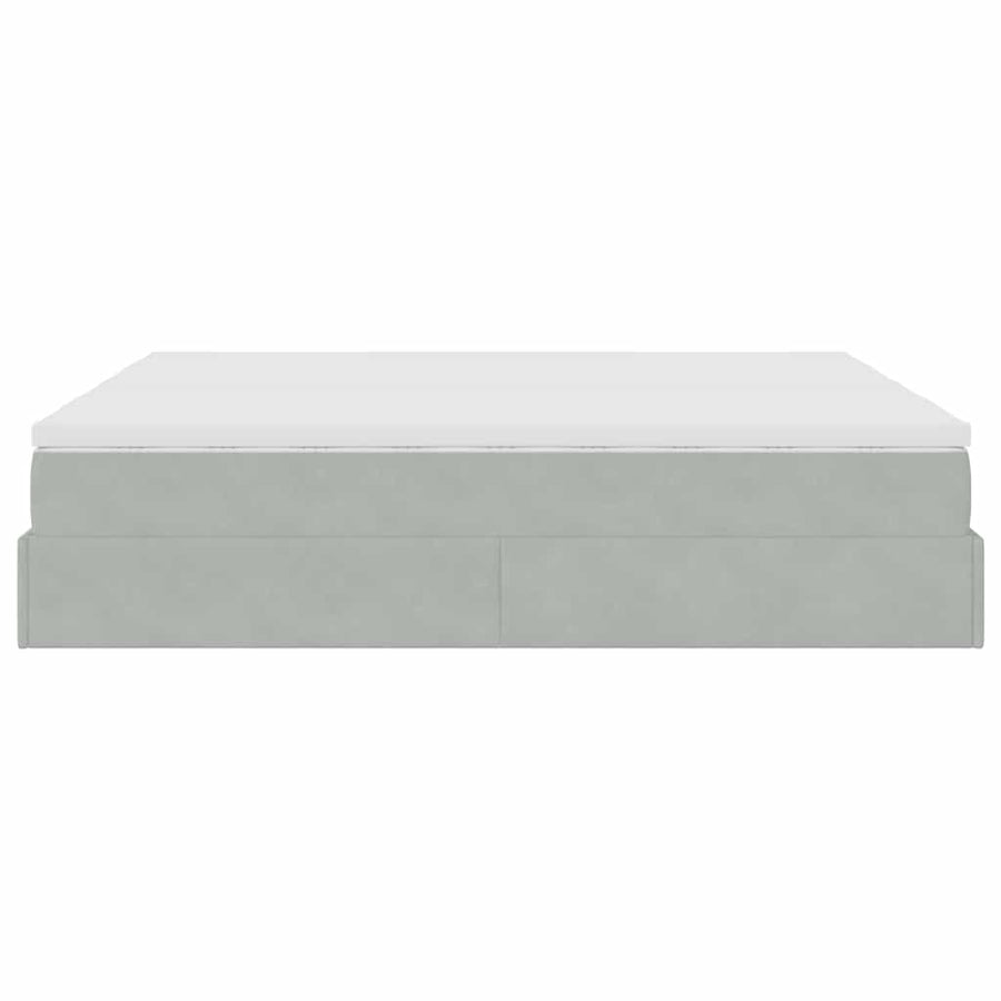 Ottoman bed met matrassen 160x200cm fluweel lichtgrijs