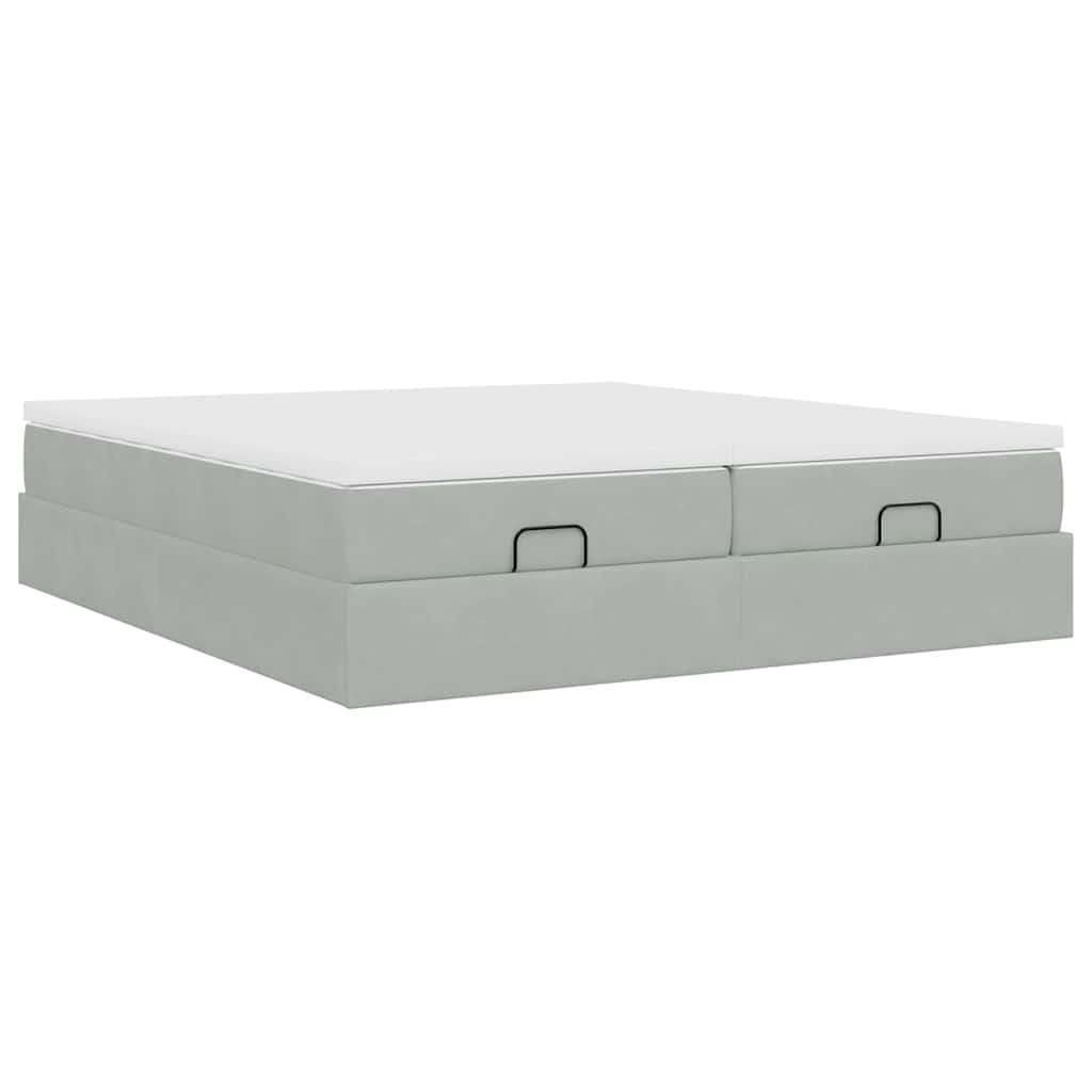 Ottoman bed met matrassen 160x200cm fluweel lichtgrijs