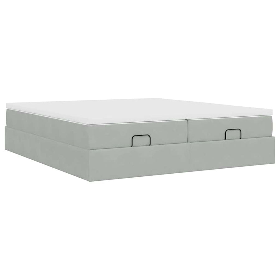 Ottoman bed met matrassen 160x200cm fluweel lichtgrijs