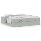 Ottoman bed with mattresses 160x200cm velvet light grey