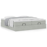 Ottoman bed with mattresses 160x200cm velvet light grey