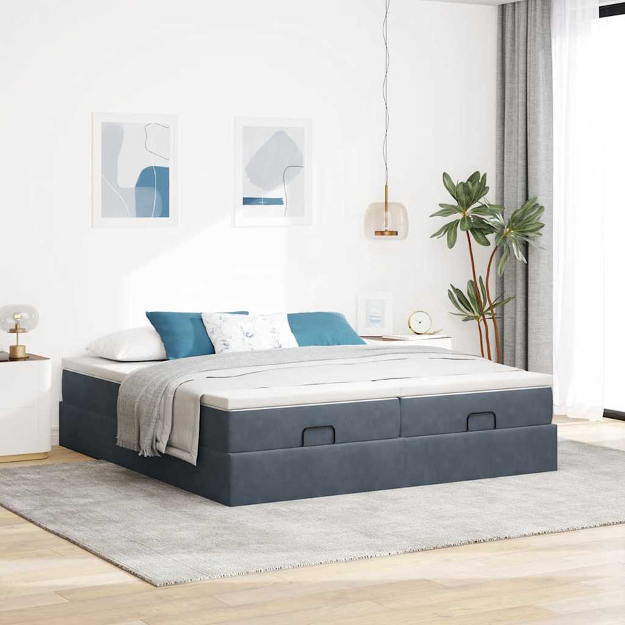 Ottoman bed met matrassen 160x200cm fluweel donkergrijs