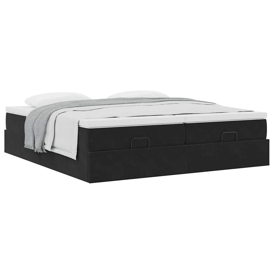 Ottoman bed met matrassen 160x200cm fluweel zwart
