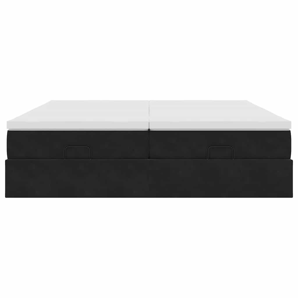 Ottoman bed met matrassen 160x200cm fluweel zwart