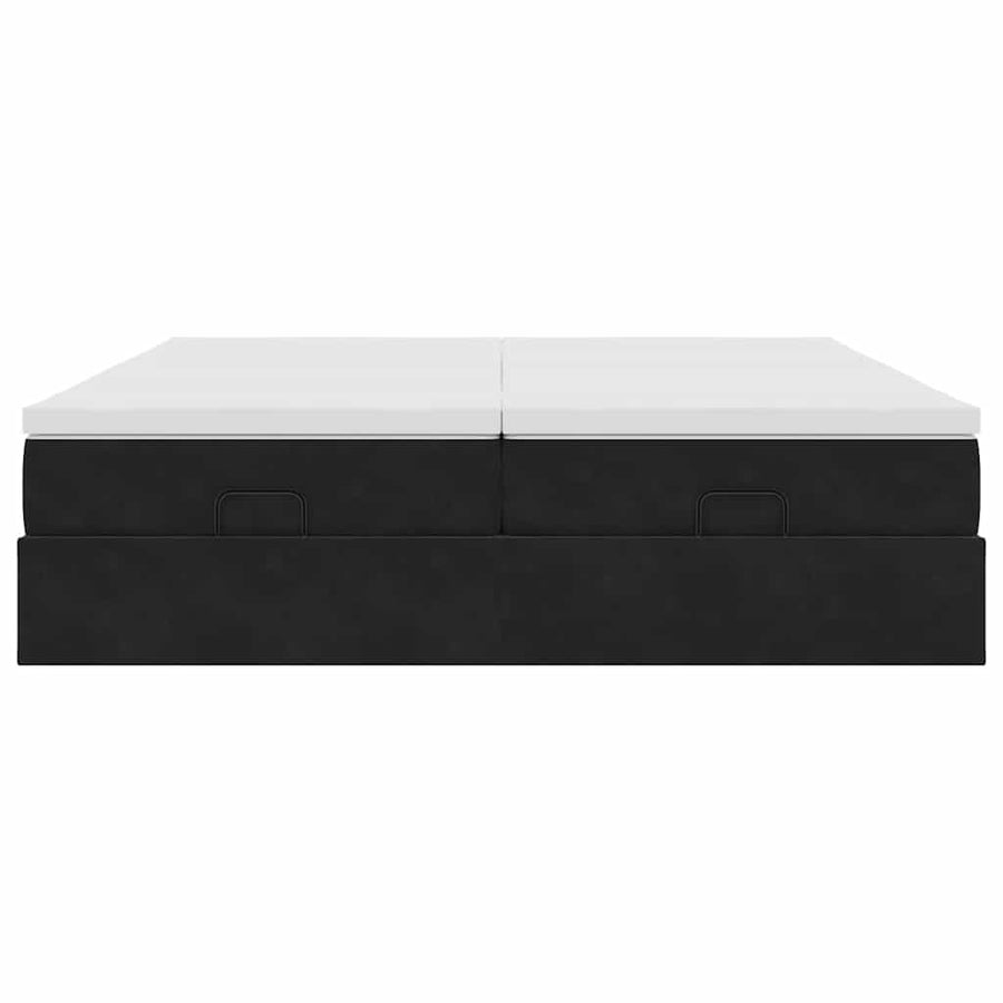 Ottoman bed met matrassen 160x200cm fluweel zwart