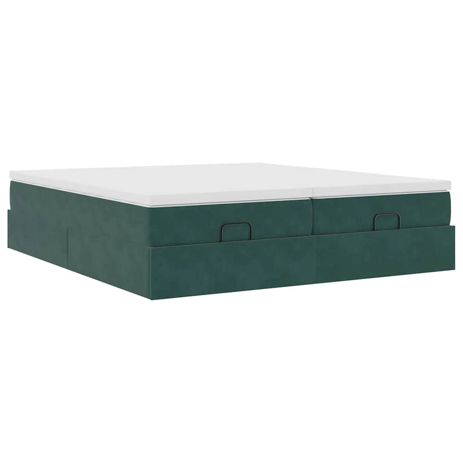 Ottoman bed met matrassen 160x200cm fluweel donkergroen