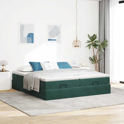Ottoman bed met matrassen 160x200cm fluweel donkergroen