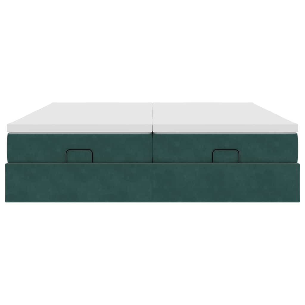 Ottoman bed met matrassen 160x200cm fluweel donkergroen