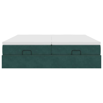 Ottoman bed met matrassen 160x200cm fluweel donkergroen