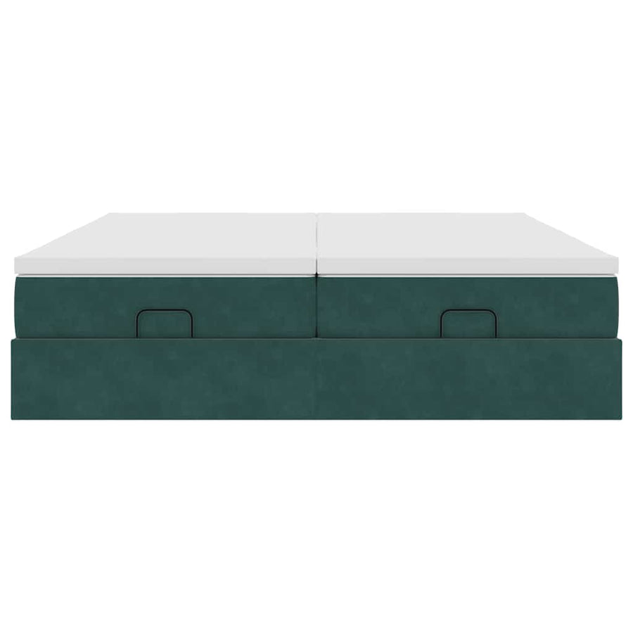 Ottoman bed met matrassen 160x200cm fluweel donkergroen