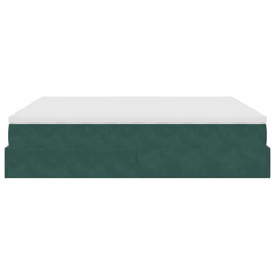 Ottoman bed met matrassen 160x200cm fluweel donkergroen