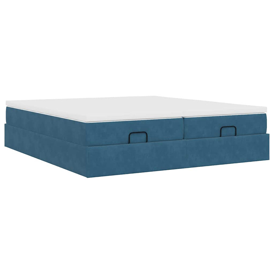 Ottoman bed met matrassen 160x200cm fluweel donkerblauw