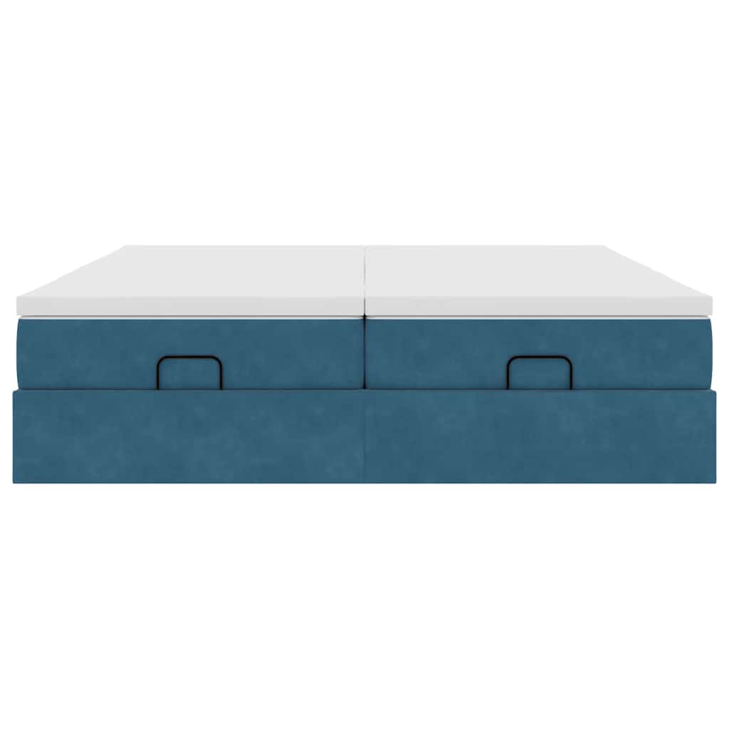 Ottoman bed met matrassen 160x200cm fluweel donkerblauw