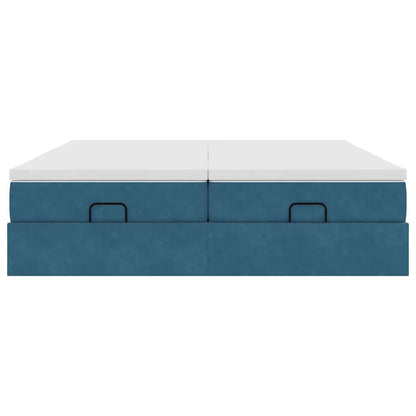 Ottoman bed met matrassen 160x200cm fluweel donkerblauw