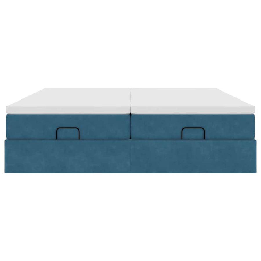 Ottoman bed met matrassen 160x200cm fluweel donkerblauw