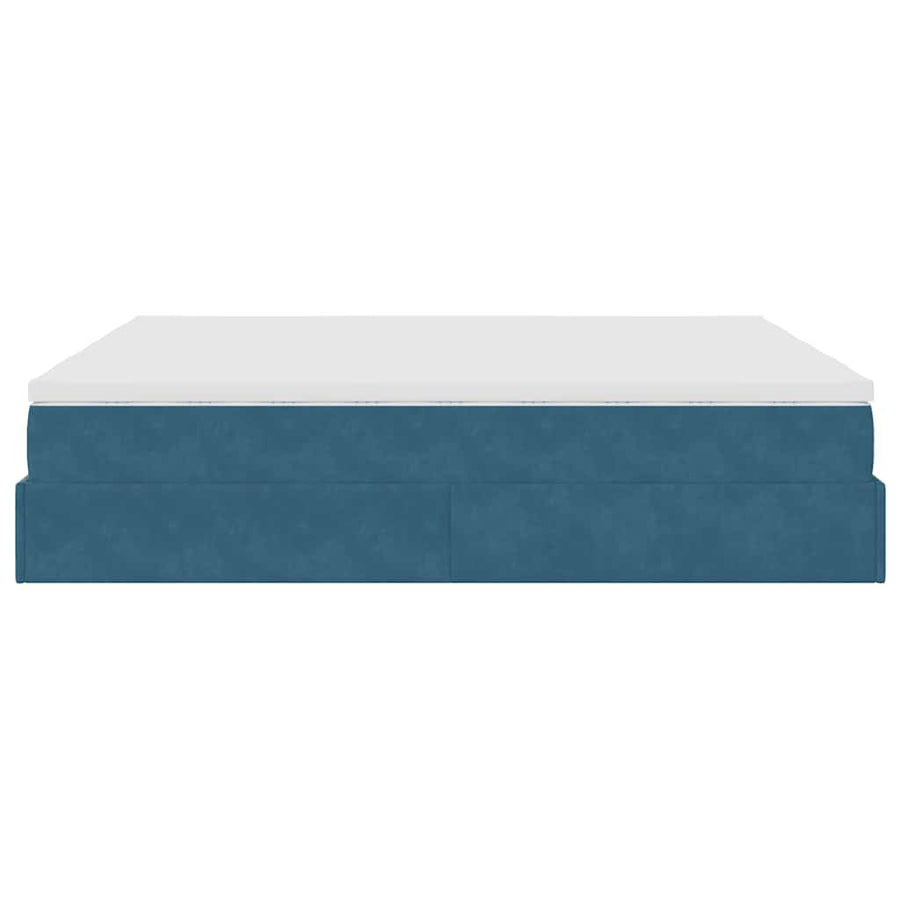 Ottoman bed met matrassen 160x200cm fluweel donkerblauw