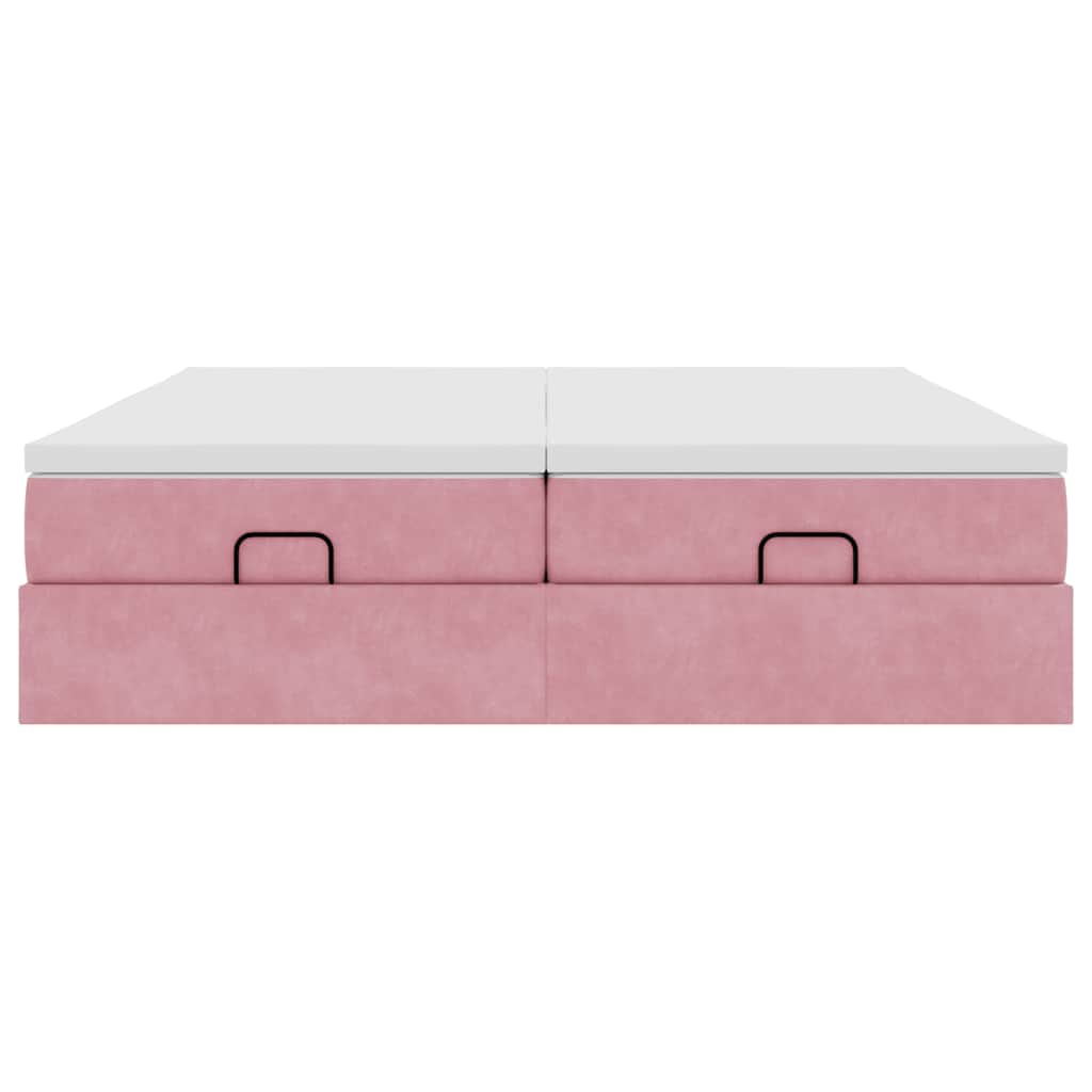 Ottoman bed met matrassen 160x200cm fluweel roze