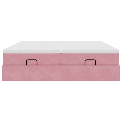 Ottoman bed met matrassen 160x200cm fluweel roze