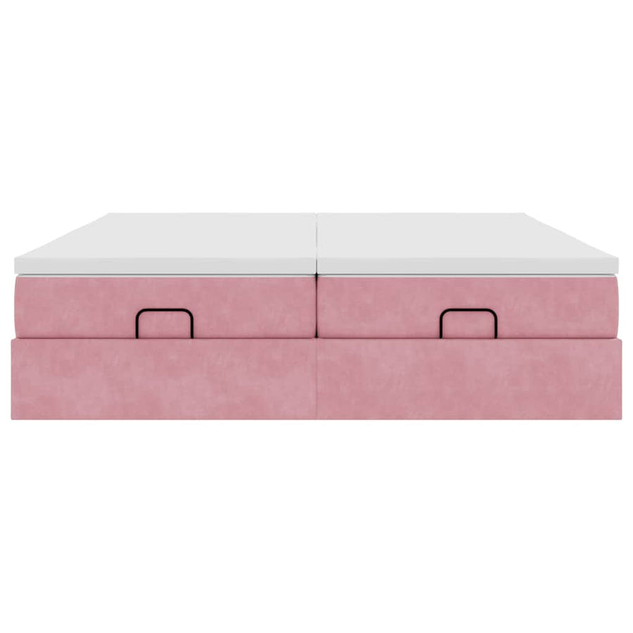 Ottoman bed met matrassen 160x200cm fluweel roze